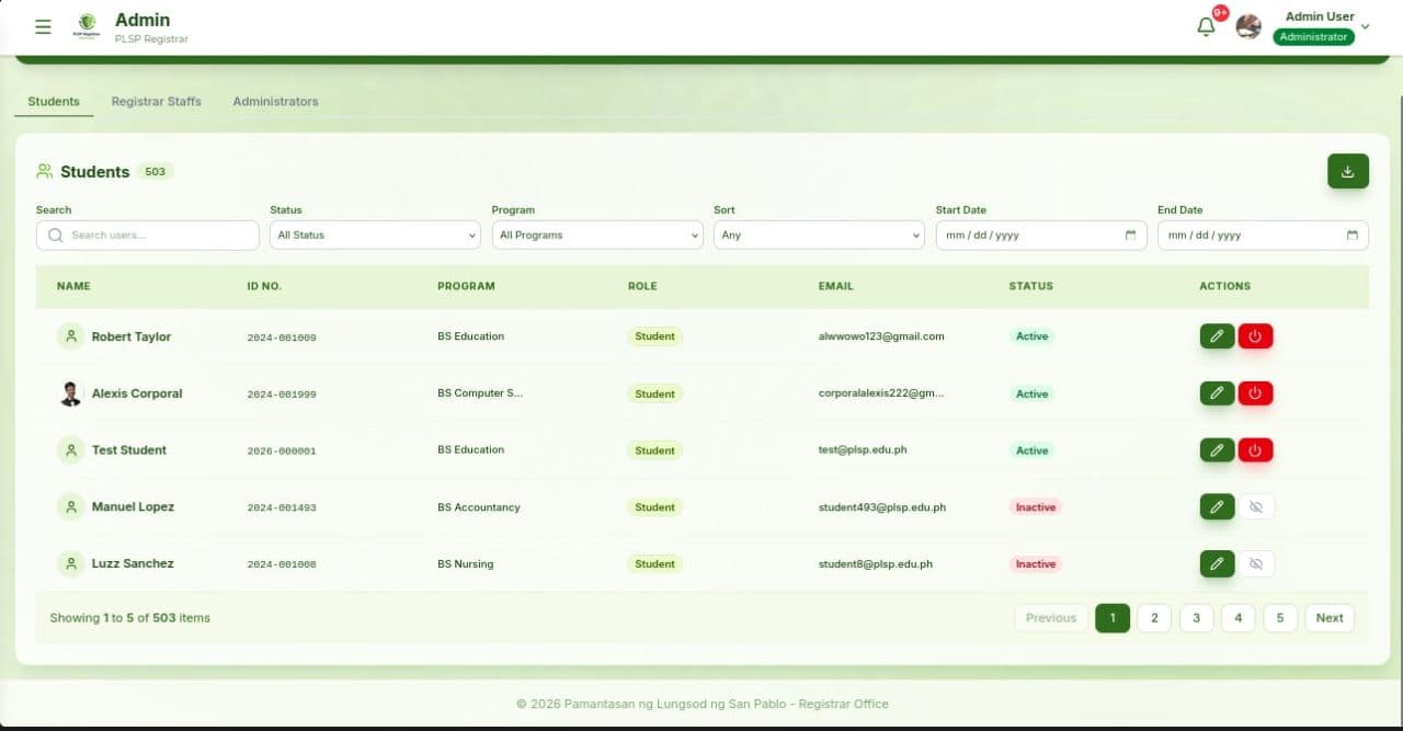 DLSP Registrar DocsTrack screenshot 1